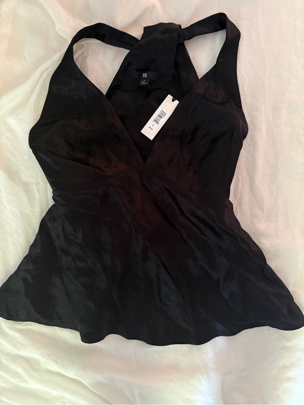 NWT Banana Republic Black Satin Halter V-Neck Camisole